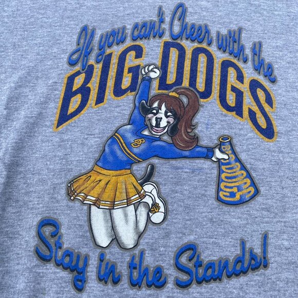 Vintage Y2K 2000s Little Big Dogs Grey Cheerleader Graphic Tee Shirt Small 16/18 - Picture 2 of 8